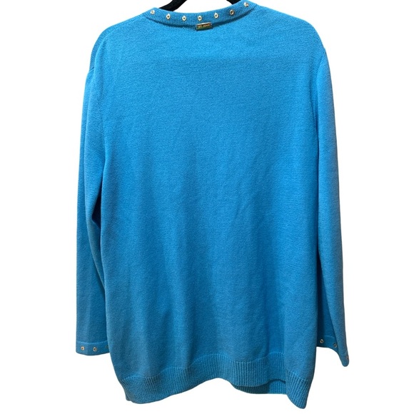 Vintage St. John Sport by Marie Gray Santana knit Turquoise Sweater With Size L - Picture 2 of 6